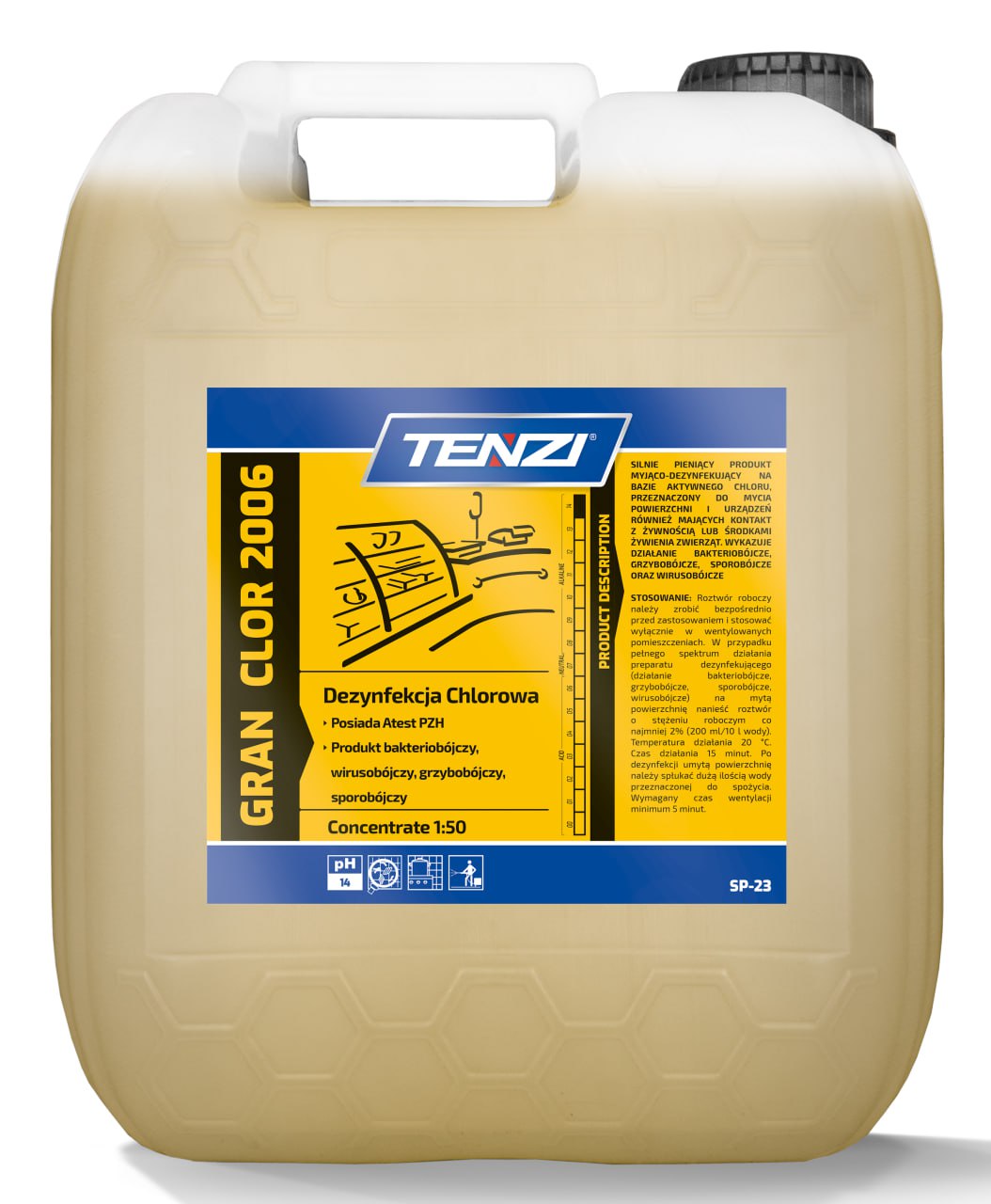 Засіб для очищення і дезінфекції з хлором TENZI GRAN CLOR 2006, 10 L